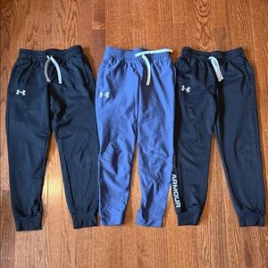 Size small Under Armour Kids Sweatpants - Black and Blue Trio - lot of 3 pairs